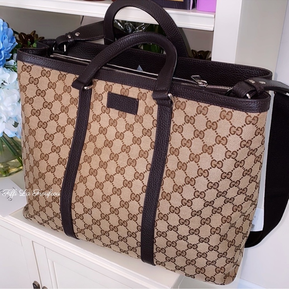 Gucci Tan and Brown Monogram Tote Bag - Picture 3 of 16